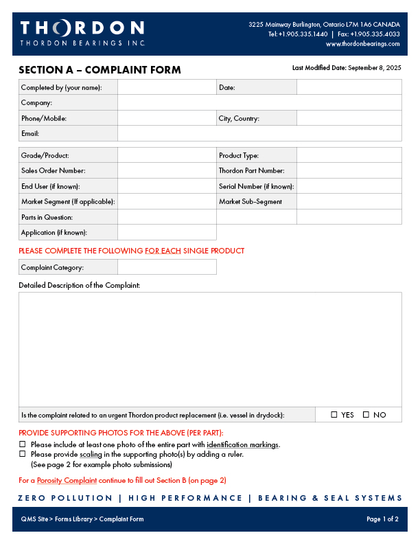 NEW: Customer Complaints Form